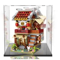 透明亚克力展示盒迷你模型积木街景玩具房子店铺小屋防尘罩收纳柜 放2个店铺15*10*15CM