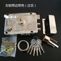 老式门锁外装门锁防盗门锁铁门锁房门锁室内大门锁不锈钢木门锁芯 古铜色 古铜色单独锁壳一个（左锁的）