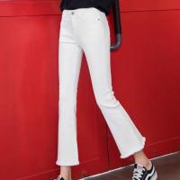 高腰白色牛仔裤子女直筒春夏薄款九分八分七分微喇叭裤小个子显瘦 白色 [九分建议身高158cm以上] 25 [一尺八,70