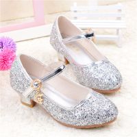 女童皮鞋高跟公主鞋2020春秋韩版女童鞋中大童水晶表演鞋儿童单鞋 886光板银色 27码鞋内长17.5厘米