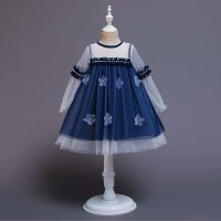 女童连衣裙夏装公主裙纱裙礼服夏季蓬蓬裙洋气儿童裙子女孩演出服 蓝色-3 (单裙子) 110 (建议26-33斤)