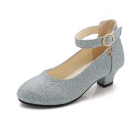 诚信经营女童皮鞋高跟鞋春秋季钢琴表服模特走秀演出小公主儿童鞋 蓝色 27码内长16.9cm