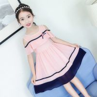 女童公主裙夏装蓬蓬裙子儿童夏季连衣裙拖尾裙花童婚纱礼服演出服 雪纺虾粉色+胸针 100码[正品保证.闪电发货]