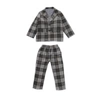 儿童西装套装春秋男童花童礼服钢琴演出服中大童小男孩西服外套春 卡其格西装 两件套 110