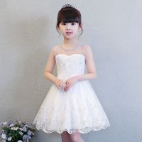 女童连衣裙夏2020新款洋气蓬蓬纱中大童公主裙演出服礼服儿童裙子 白色中裙 110 适合26-32斤