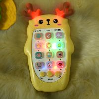 婴儿玩具手机可咬儿童智力开发宝宝仿真触屏早教电话机可充电 小鹿黄色[无赠品]自备电池