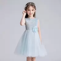 儿童礼服六一演出服男童礼服套装夏女童礼服裙学生朗诵合唱服幼儿 天蓝色 110
