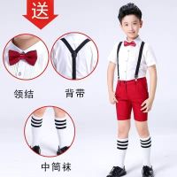 六一儿童合唱服礼服幼儿表演背带裤中小学生男女大合唱团演出服装 男童 短袖背带裤 100