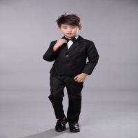 儿童西服男孩小西服春季套装礼服中大童学生演出服花童幼少表演服 黑色 100cm