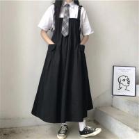 韩版女学生中长款过膝背带连衣裙宽松显瘦森系学院风单件套装夏 单件衬衫(送领带) S