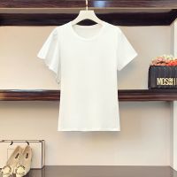 2021夏季新款胖妹妹大码女装减龄显瘦京剧设计感T恤+背带裙套装女 上衣 M