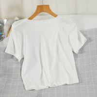 胖mm大码女装2021新款夏季韩版学院风洋气减龄T恤牛仔背带裙套装 白色T恤【单件】 4XL 《建议150-165斤》