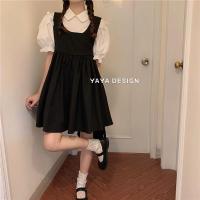 小个子两件套裙子女夏季新款设计感法式衬衫女宽松背带裙套装女潮 单白色上衣 S