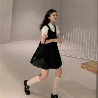 两件套时尚吊带连衣裙2021新款夏季可爱学生白衬衫+背带裙套装女[5天内发货] 单背带裙 S