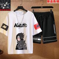 火影忍者短袖T恤学生服鸣人佐助宇智波鼬二次元动漫图青少年套装 01图两件套 宇智波佐助 XS (建议50一65斤)