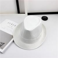 上海滩男士大沿礼帽结婚帽子表演新郎摄影道具爵士帽宽檐大沿秋冬 小檐亚麻款白 均码(55-58cm)