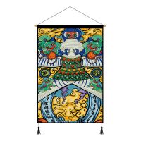 浓彩国潮挂画挂毯客厅沙发装饰画床头挂布电表箱遮挡 一线牵 宽20*高30cm