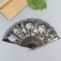 蕾丝扇花边折扇黑色扇子黑暗萝莉哥特风拍照道具中国风咏春舞蹈扇 蕾丝：玫瑰花黑色 单独扇子