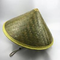 手工编织青皮斗笠帽子男钓鱼帽田园劳动大檐遮阳帽舞蹈道具装饰帽 青色 成人款 帽子[直径约43cm]