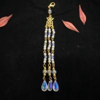 馨兰阁原创发簪新娘头饰百搭景泰蓝流苏步摇古风发钗盘发饰品簪子 [彩色流苏一个]