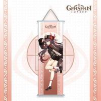 原神绸布挂画高清刻晴可丽温迪胡桃周边二次元海报绸布挂画礼物 胡桃 约70*25c m送挂钩