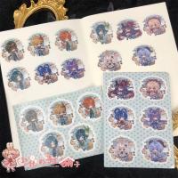 小花的手工铺子原神动漫周边徽章挂件可莉胡桃刻晴钟离魈迪卢克 原神咖啡厅A6贴纸一套2张(不拆卖) 全员贴纸一套2张