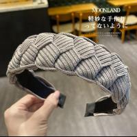 发箍女百搭外出防掉韩国简约麻花宽边头箍防滑压发夹秋冬发卡头饰 浅灰色