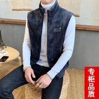 金丝绒马甲男装秋冬保暖羽绒棉服坎肩大码马夹背心韩版男士外套潮 深蓝401822 M 建议90-100