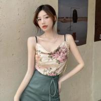 轻熟风复古花朵印花吊带背心女夏新款系带开叉包臀半身裙两件套装 碎花吊带单件 S 建议85-98斤