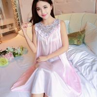 性感睡衣女秋冬长款情趣蕾丝薄款吊带大码冰丝睡裙睡袍夏天套装夏 816浅粉色 单裙 M 建议85-100斤