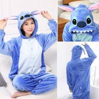 秋冬史迪奇动物连体睡衣男女情侣装法兰绒卡通动漫家居服可爱套装 蓝史迪奇 旗舰品质-如厕升级版 S-建议身高(145-15