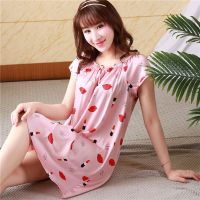 新品高档睡裙女士夏季性感短袖冰丝绸家居服宽松薄款仿真丝睡衣女 豆沙红唇 XL号(90-125斤)