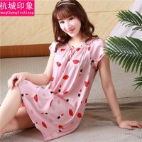 高档仿真丝睡裙女士家居服短袖娃娃裙性感冰丝绸睡衣女夏天大码 豆沙红唇 XXL(125-150斤)