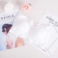 裸胸透明无肩带内衣蕾丝抹胸打底防走光女带胸垫围胸隐形文胸学生 白色蕾丝款1件[送透明肩带] 均码 (75-130斤)