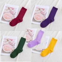 5双装堆堆袜女韩国薄款春秋袜子女中筒袜韩版学院风日系百搭长袜 黄酒红军绿浅紫深紫[5双纯色堆堆袜]