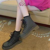 韩版2020新款厚底时尚加绒马丁靴女英伦风秋冬款ins复古百搭短靴 黑色单里 35