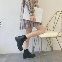 厚底马丁靴女潮ins2020新款英伦风切尔西靴机车短靴子女春秋单靴 黑色平底款 35