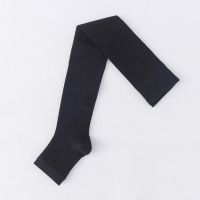 瘦腿袜强压吴昕同款塑形小腿压力睡眠袜睡觉袜子女长筒袜过膝袜长 纯黑 均码