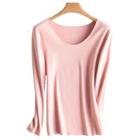 无痕保暖内衣女士加绒加厚秋衣秋裤套装内穿保暖上衣修身打底衫冬 粉色(单件上衣) M 建议80-100斤