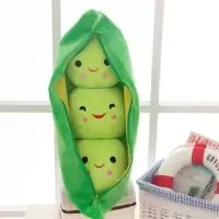 豆角抱枕创意豌豆毛绒玩具布娃娃公仔靠垫抱枕娃娃卡通豌豆荚 绿豆 25厘米迷你款