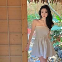 抹胸连体裤女2021夏季新款洋气百搭白色裙裤高腰显瘦宽松阔腿短裤 白色 S