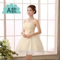 春夏新品连衣裙伴娘团伴娘服短款小礼服姐妹裙抹胸伴娘裙宴会裙 香槟色 A款大码