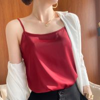 吊带背心女真丝桑蚕丝夏外穿修身内搭配西装无袖T恤宽松打底ins潮 红色 XXS 次品随机