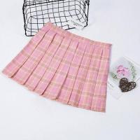 2021新款chic高腰a型裙子ulzzang小清新百褶裙短学院风修身半身裙 粉色格子百褶裙 s码(建议78-88斤)