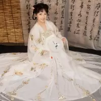 如梦见原创汉服女[鱼跃溪]对襟齐胸襦裙大袖衫烫金仙气夏季 白色大袖衫 S