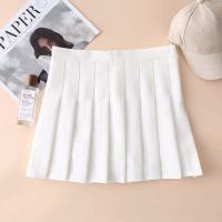 2021春夏新女款JK百褶裙修身显瘦高腰韩版a字裙防走光百搭半身裙 白色 白色 (带安全裤) XS 建议 (75-84