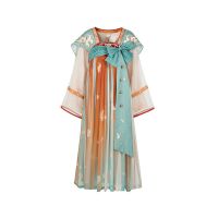 新款春夏汉服女十三余小豆蔻瑶遇见神鹿王者荣耀联名款长袖连衣裙 连衣裙+蝴蝶结铃铛【整套】 XS