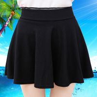 短裙女夏高腰大码半身裙200斤胖M防走光太阳裙百褶裙广场跳舞裙子 黑色 〖有安全裤〗 M 〖建议70-100斤〗