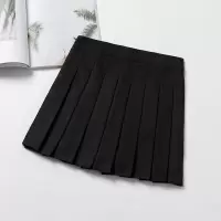 短裙百褶裙JK裙高腰2020新款半身裙女夏季大码a字格裙学生裙子女 黑色 [百褶裙],自带安全裤 XS 腰围60建议65