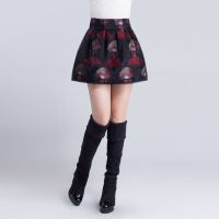 欧根纱百褶裙a字裙伞裙蓬蓬裙短裙子靴裤裙夏薄款高腰印花半身裙 花色 春秋 M 适合2尺腰围